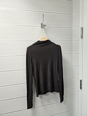 Sarah Pacini Dark Brown Draped Neck Top